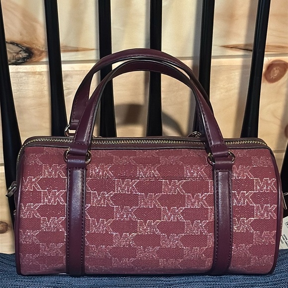 Michael Kors Zooey Medium Barrel Messenger Bag Mulberry Jacquard - Picture 12 of 16